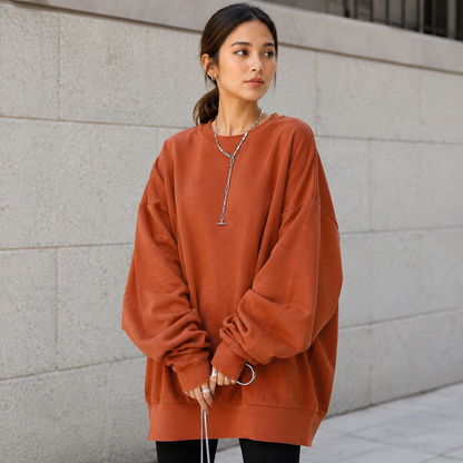 Women's Oversized Sweatshirt – Crew Neck with Dropped Shoulders