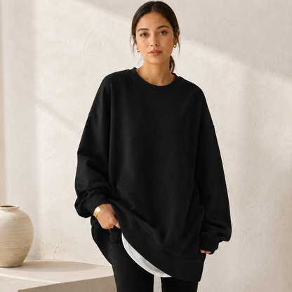 Women's Oversized Sweatshirt – Crew Neck with Dropped Shoulders
