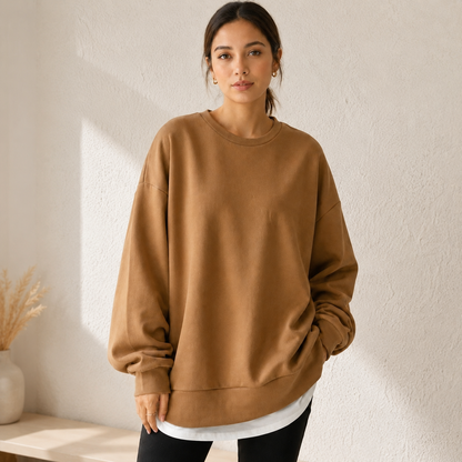 Women's Oversized Sweatshirt – Crew Neck with Dropped Shoulders