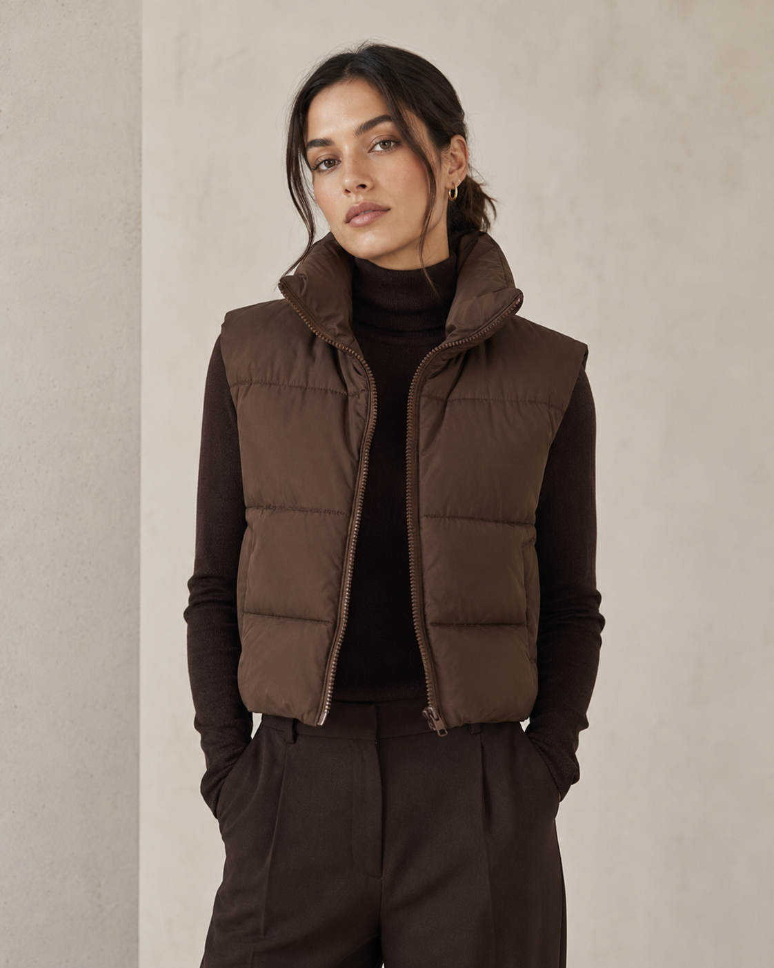 Women's Cropped Puffer Vest – Lightweight Padded Design With High Stand Collar