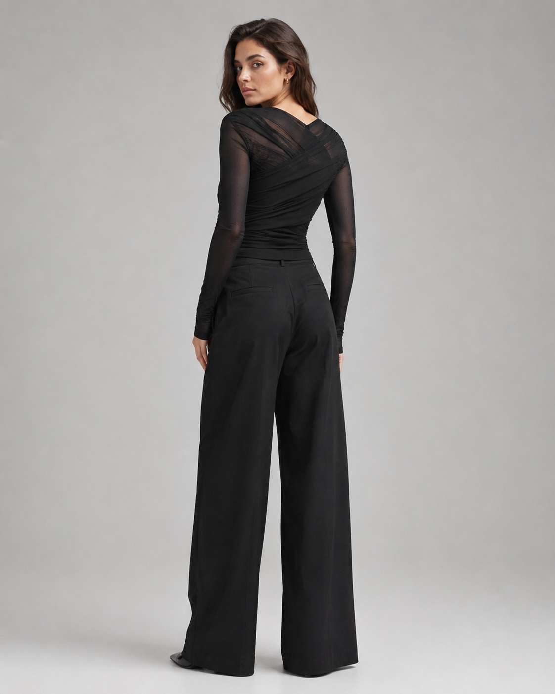 Effortless Allure | Women's Cropped Mesh Top with Sheer Sleeves | Stylish Going Out Top for Chic Evenings 6