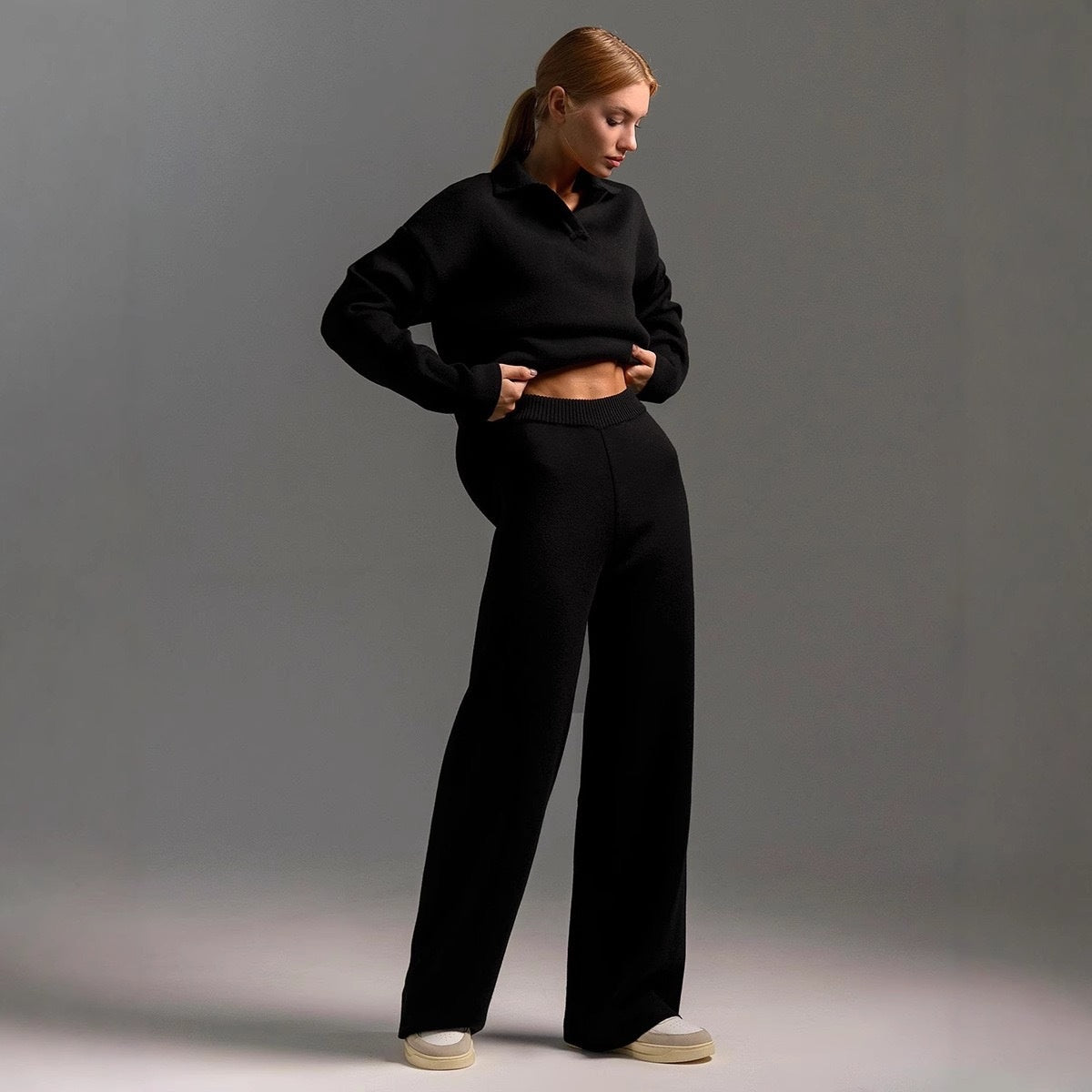 Luxe Knit Lounge Set | Soft Two-Piece Outfit with Elegant Collar | Comfortable Style for Everyday Relaxation 7
