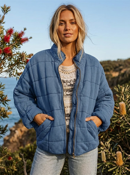 Quilted Jacket | Zip Front Casual Layer with Stand Collar for Stylish Comfort 3