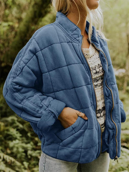 Quilted Jacket | Zip Front Casual Layer with Stand Collar for Stylish Comfort 4