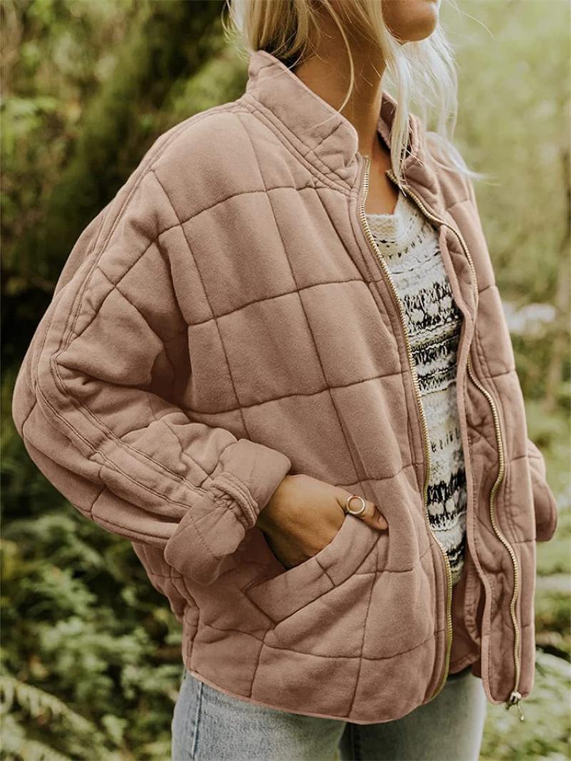Quilted Jacket | Zip Front Casual Layer with Stand Collar for Stylish Comfort 7