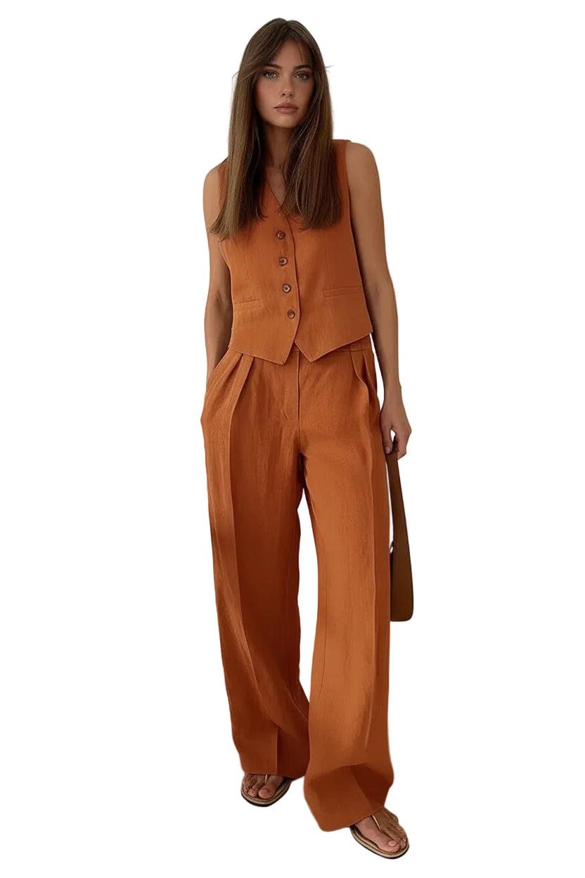 Women's Breathable Cotton-Linen Two-Piece Set | Stylish Relaxed Summer Outfit 0