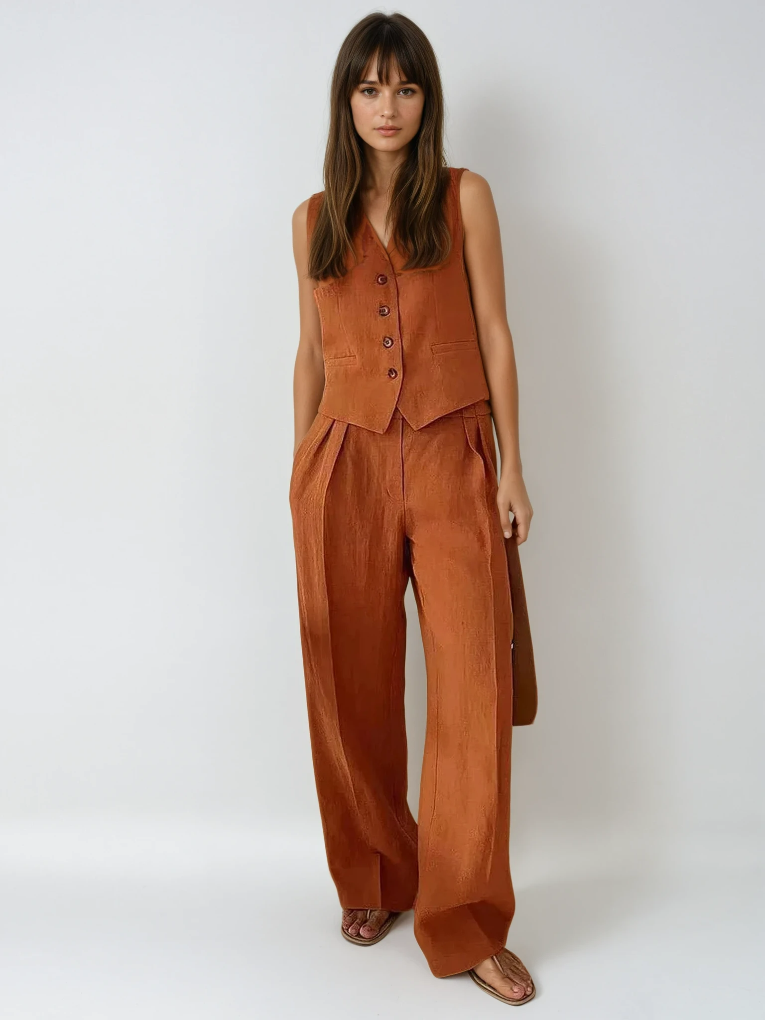 Women's Breathable Cotton-Linen Two-Piece Set | Stylish Relaxed Summer Outfit 1