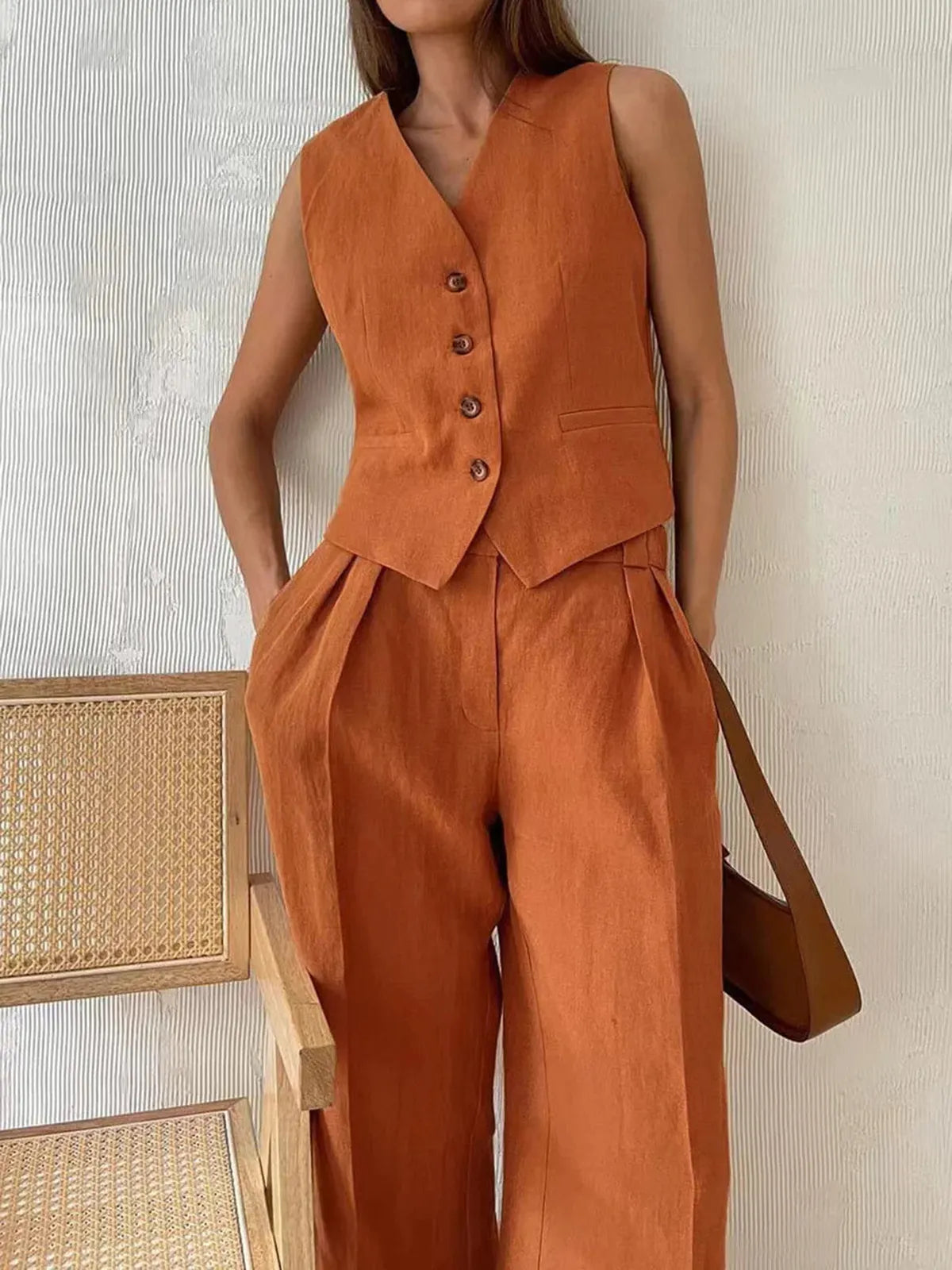 Women's Breathable Cotton-Linen Two-Piece Set | Stylish Relaxed Summer Outfit 2