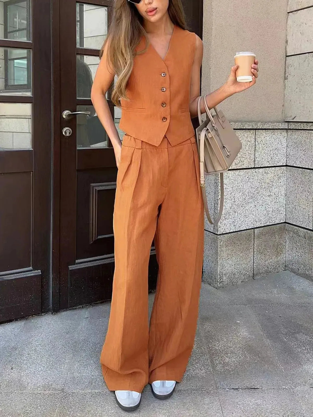 Women's Breathable Cotton-Linen Two-Piece Set | Stylish Relaxed Summer Outfit 3