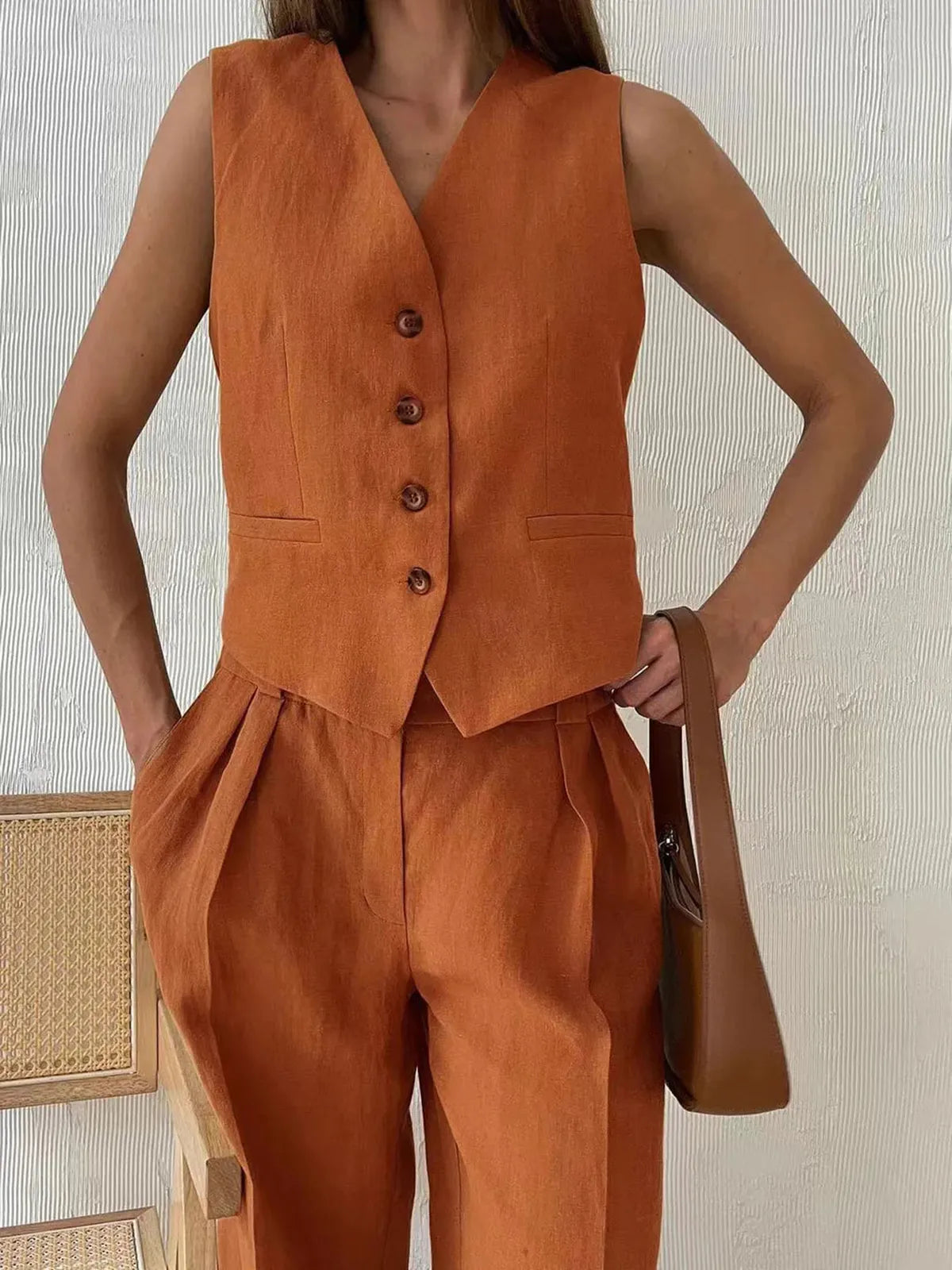 Women's Breathable Cotton-Linen Two-Piece Set | Stylish Relaxed Summer Outfit 4