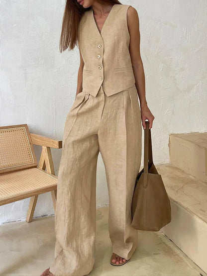 Women's Breathable Cotton-Linen Two-Piece Set | Stylish Relaxed Summer Outfit 5