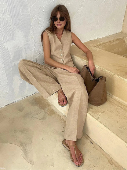 Women's Breathable Cotton-Linen Two-Piece Set | Stylish Relaxed Summer Outfit 6