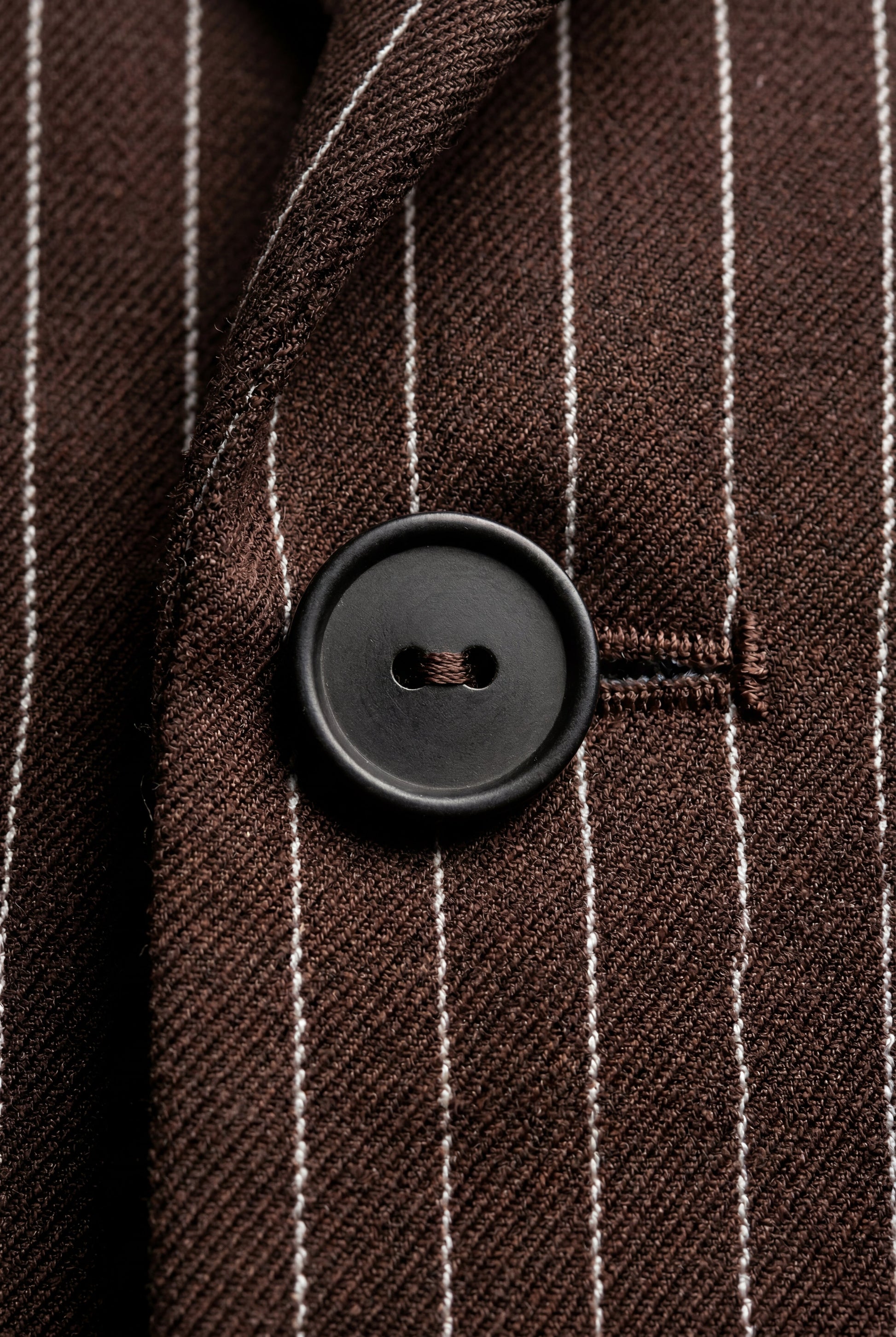 Women's Brown Pinstripe Blazer – Tailored Fit with Notched Lapel and Contrast Cuffs 2