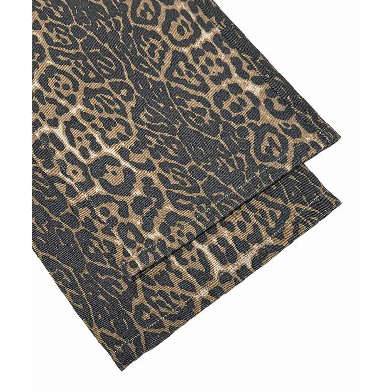 Women's Denim Baggy Jeans | High-Waist Retro Leopard Print Trousers 5