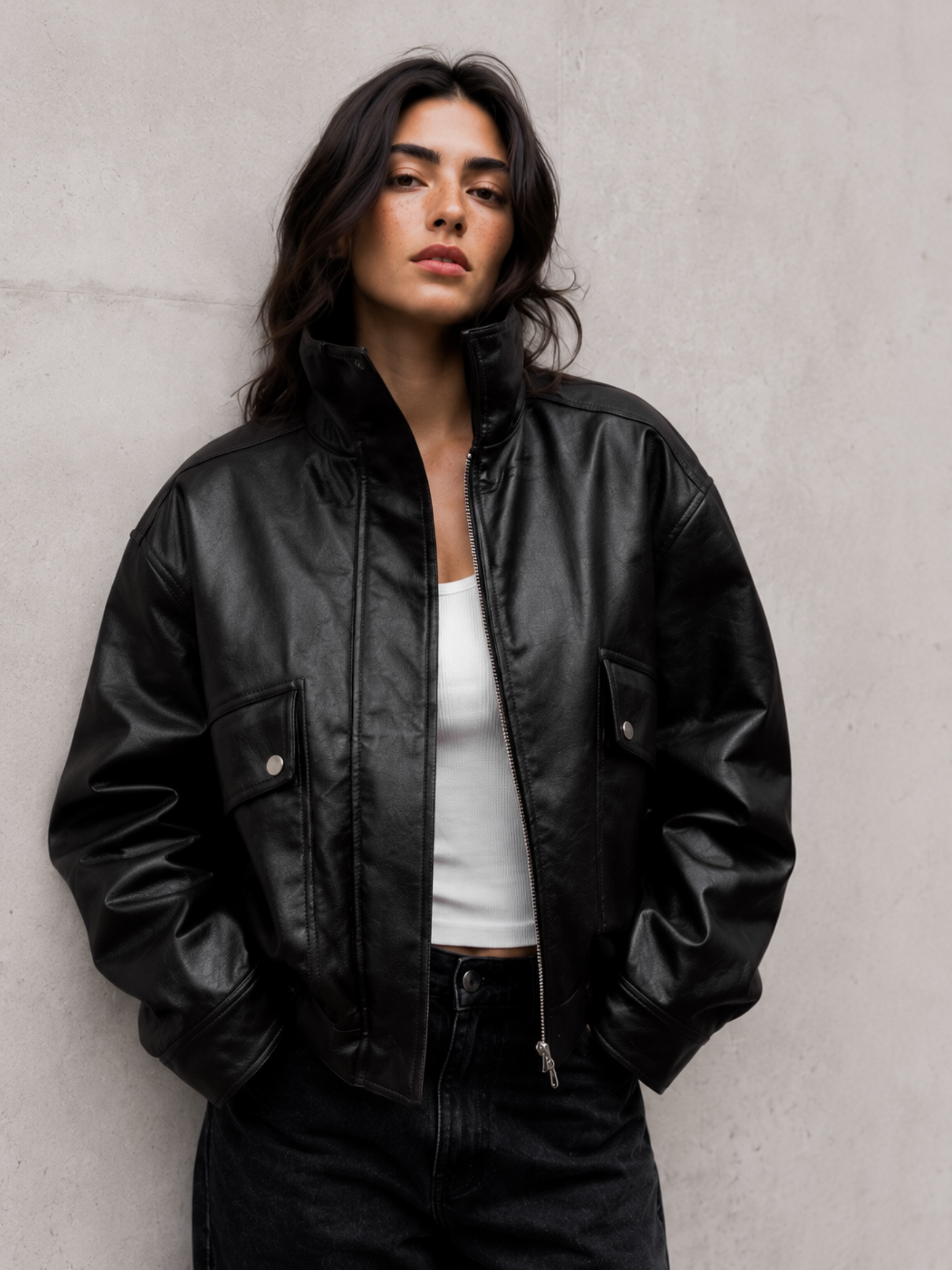 Women's Eco-Leather Quilted Jacket | Oversized Stylish Winter Coat 0