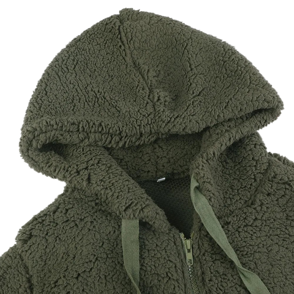 Women's Fleece Hooded Jacket – Zip-Up Closure