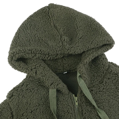 Women's Fleece Hooded Jacket – Zip-Up Closure