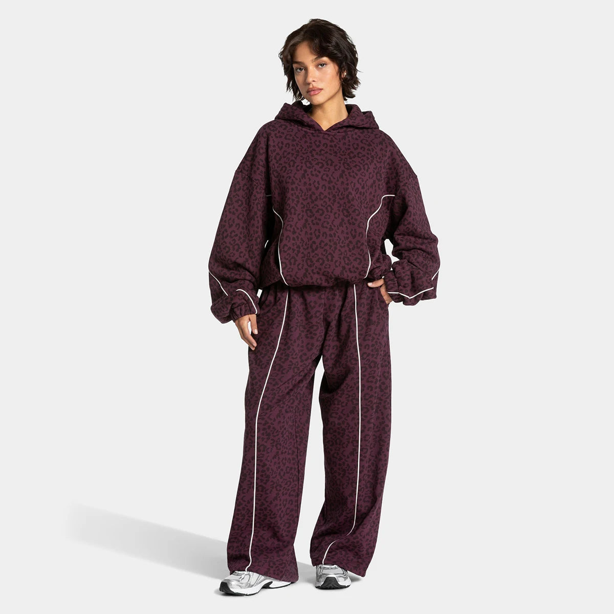 Women's Leopard Print Activewear Set | Comfortable Hooded Gym Clothes for Women 2