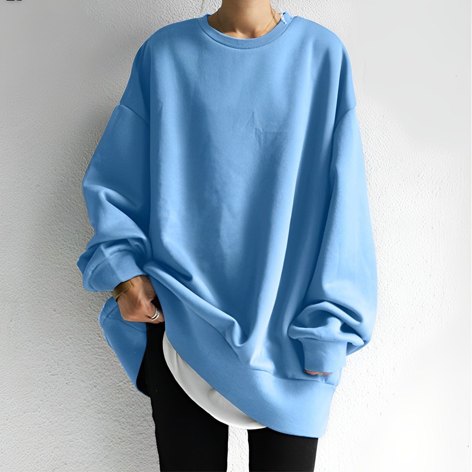Women's Oversized Cotton-Polyester Sweatshirt – Relaxed Fit, Crew Neck, Dropped Shoulders 5
