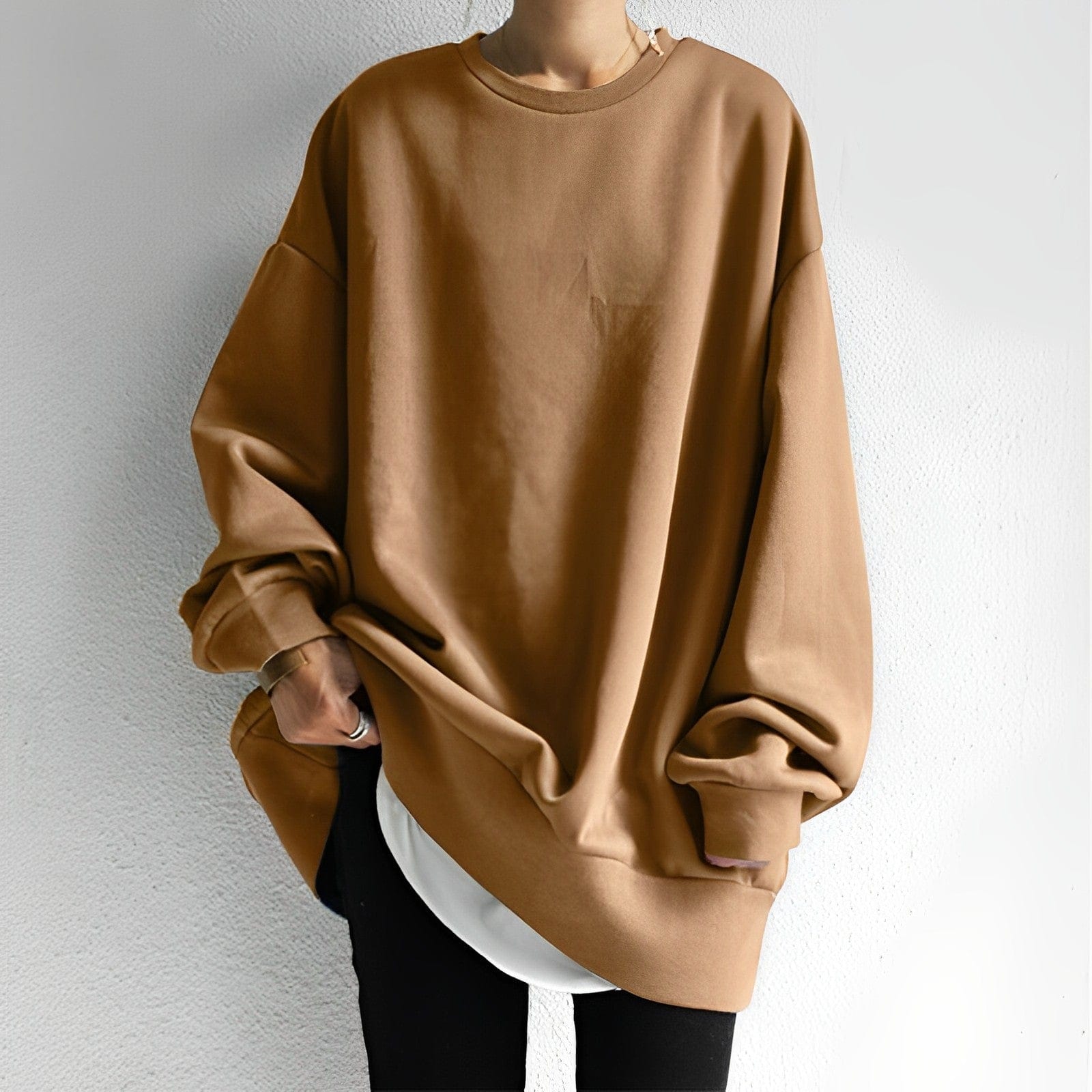 Women's Oversized Cotton-Polyester Sweatshirt – Relaxed Fit, Crew Neck, Dropped Shoulders 6