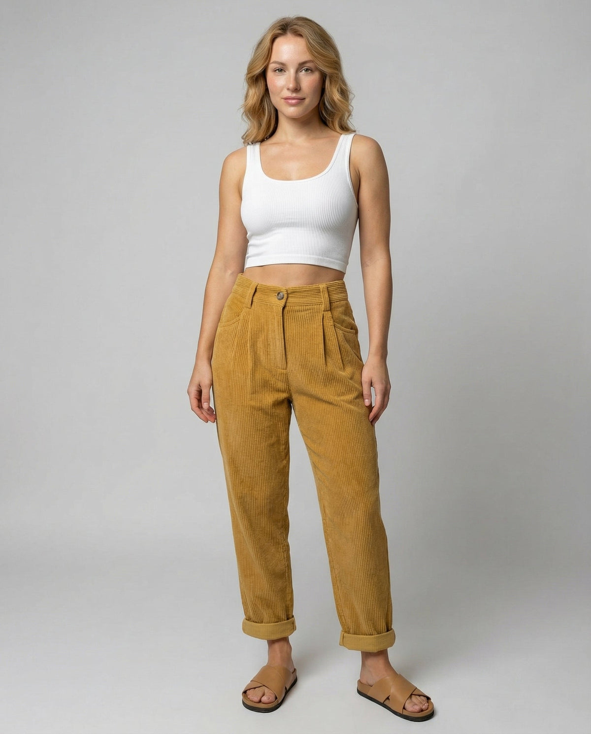 Women's Premium Corduroy Trousers – High Elastic Waistband