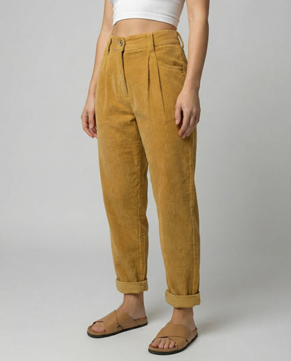 Women's Premium Corduroy Trousers – High Elastic Waistband