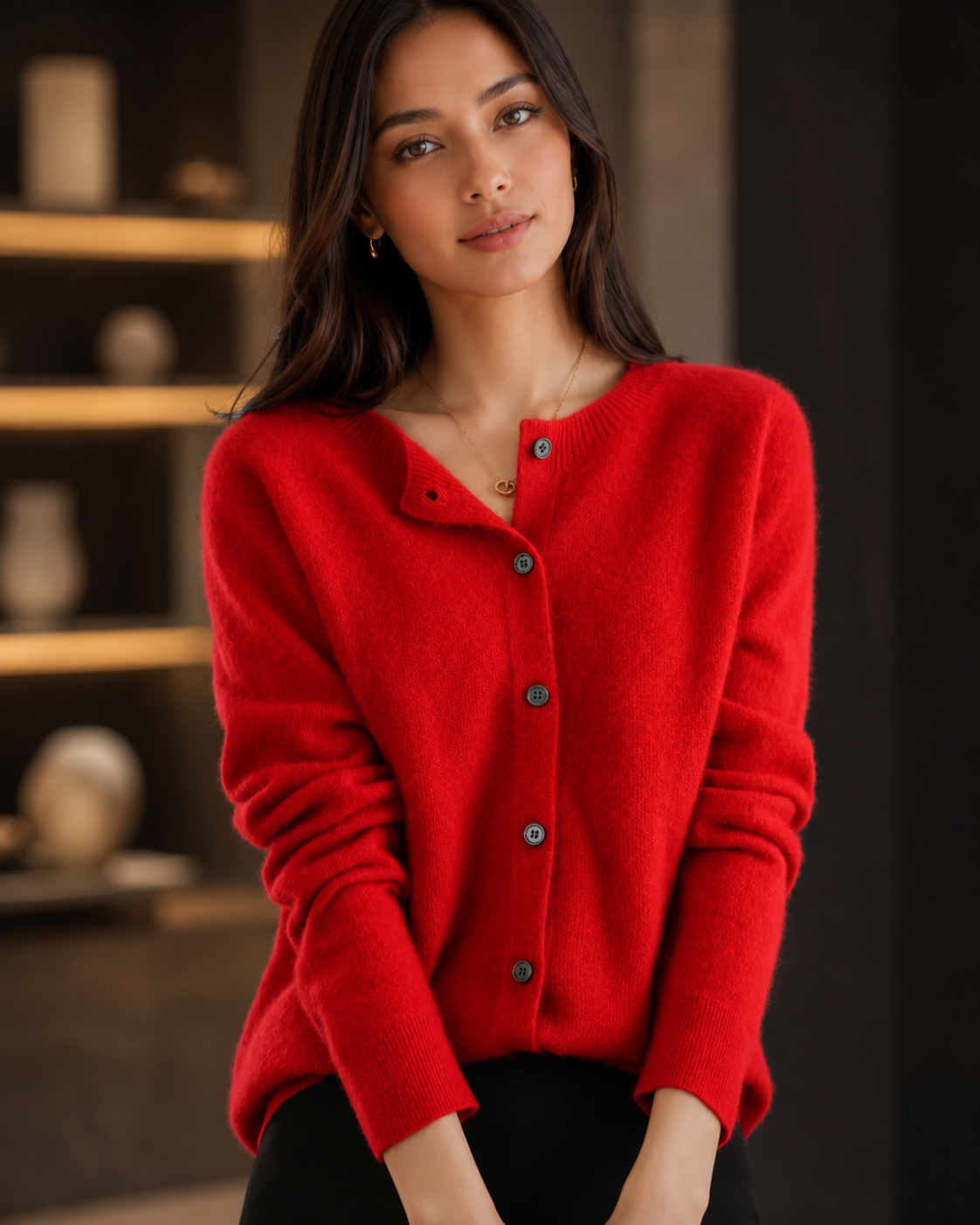 Women's Cashmere Knit Cardigan – Open Front