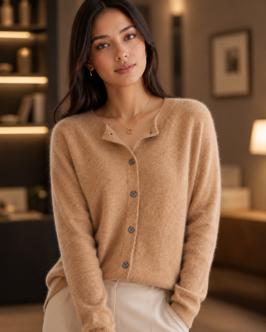 Women's Cashmere Knit Cardigan – Open Front