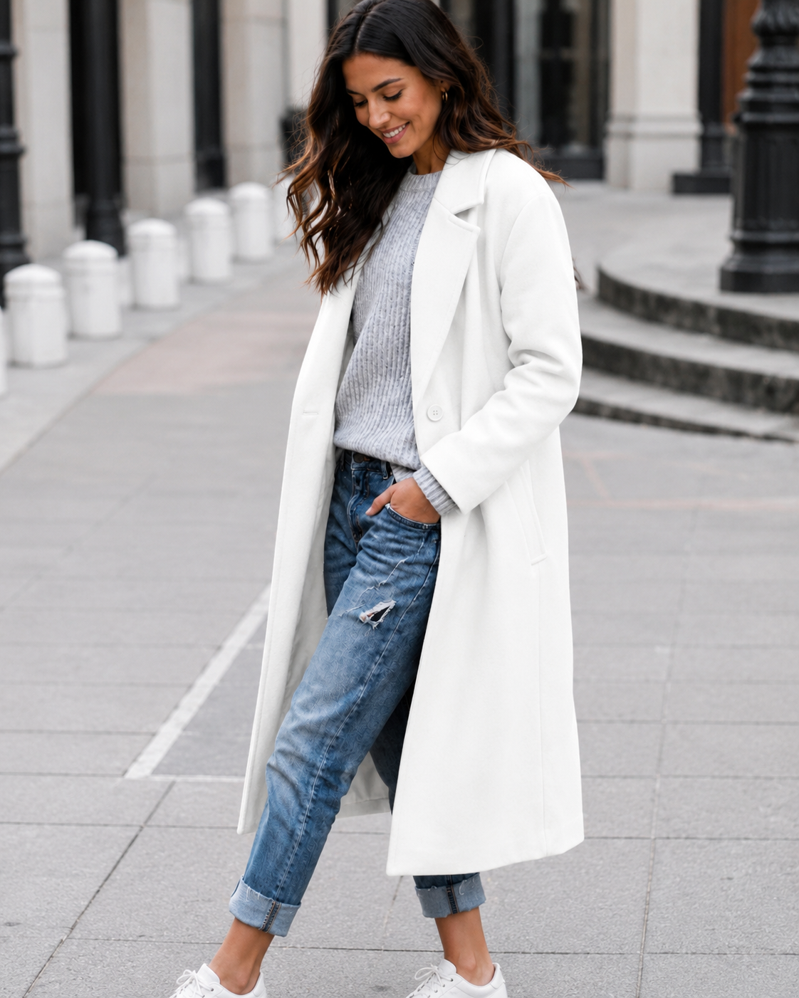 Women's Oversized Trench Coat with Wide Lapel