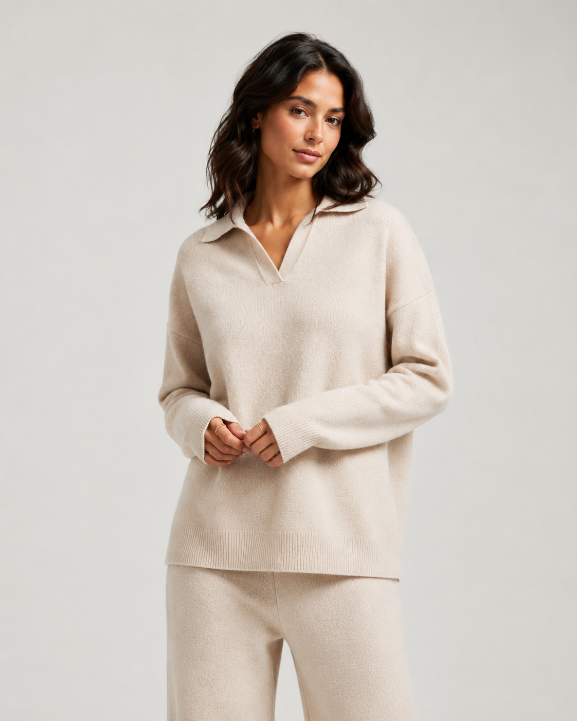 Luxe Knit Lounge Set | Soft Two-Piece Outfit with Elegant Collar | Comfortable Style for Everyday Relaxation 8