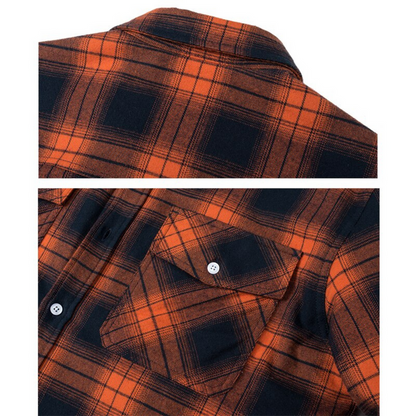 Men's Sherpa Lined Plaid Jacket – Button-Down Closure with Chest Pockets