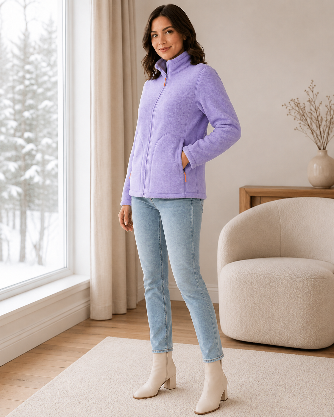 Women's Puffer Jacket with Plush Lining