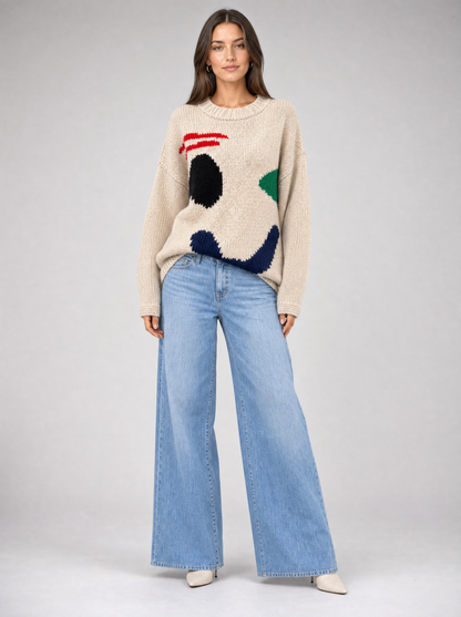 Women's Oversized Smiley Face Cardigan