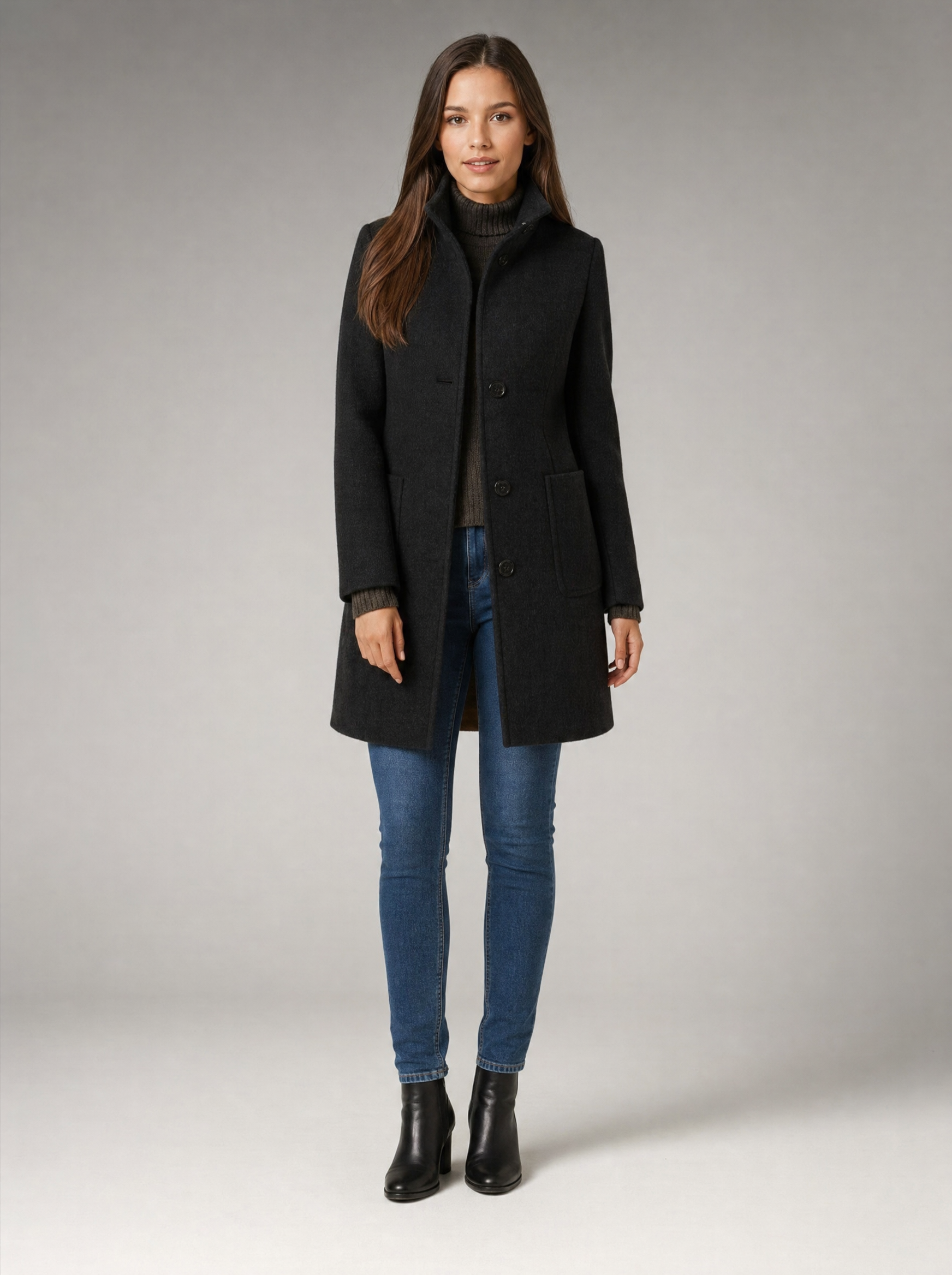 Women's Tailored Coat with Structured Fit