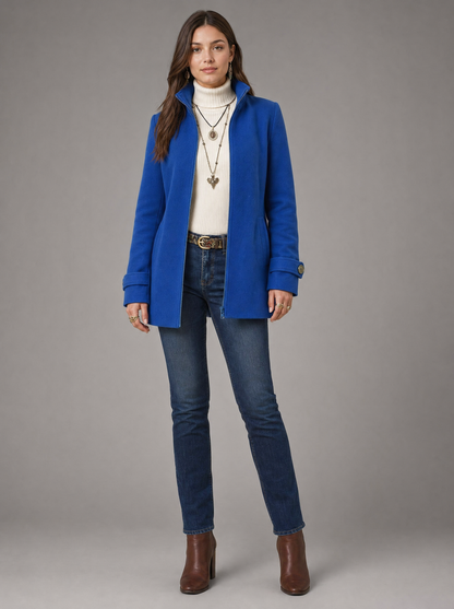 Women's Fluffy Winter Jacket with Stand Collar