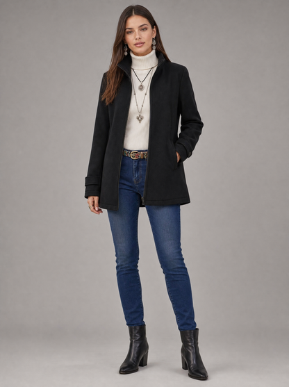 Women's Fluffy Winter Jacket with Stand Collar