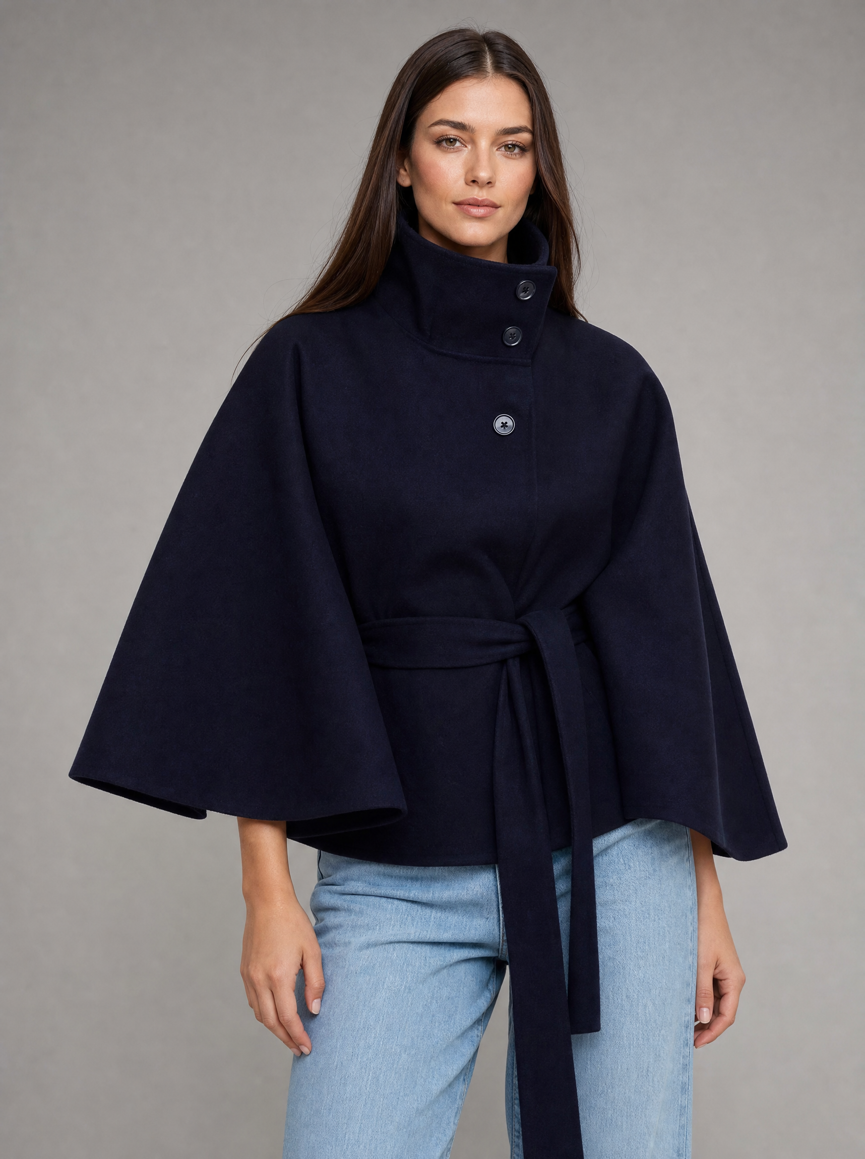 Women's Luxurious Cashmere Wrap Coat | Elegant Funnel Neck Winter Overcoat 5