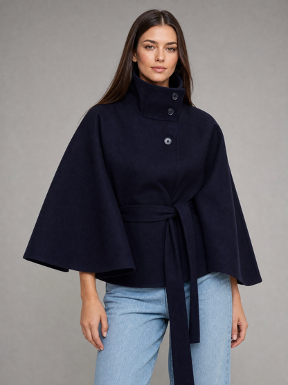 Women's Luxurious Cashmere Wrap Coat | Elegant Funnel Neck Winter Overcoat 5