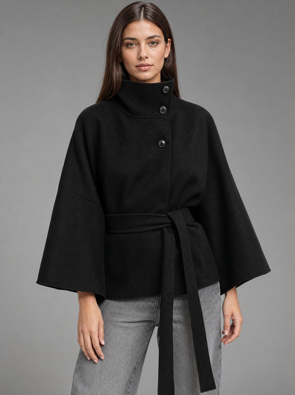 Women's Luxurious Cashmere Wrap Coat | Elegant Funnel Neck Winter Overcoat 5