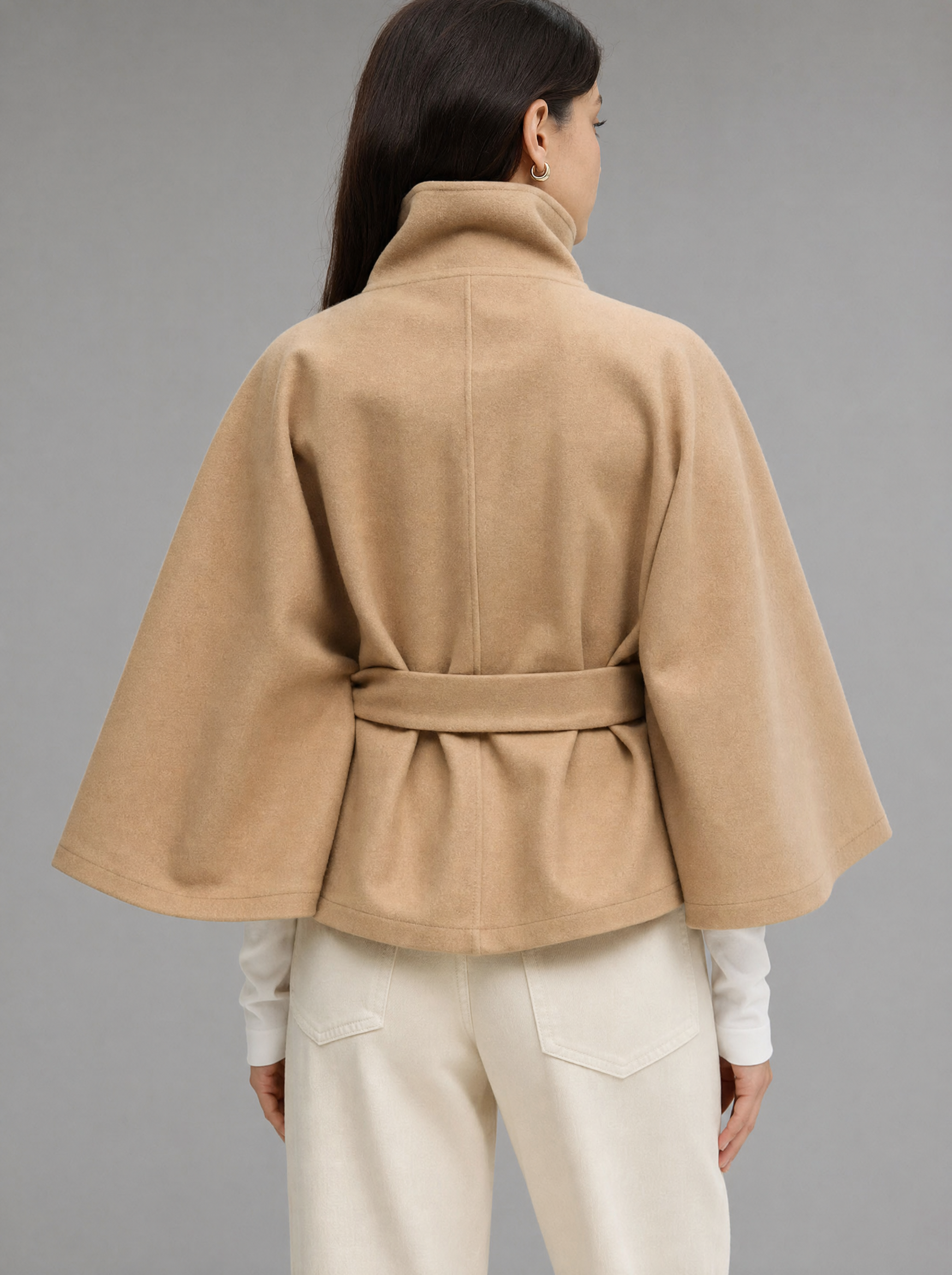 Women's Luxurious Cashmere Wrap Coat | Elegant Funnel Neck Winter Overcoat 5