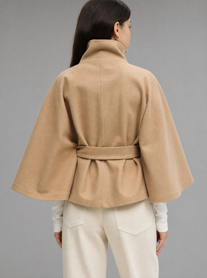 Women's Luxurious Cashmere Wrap Coat | Elegant Funnel Neck Winter Overcoat 5