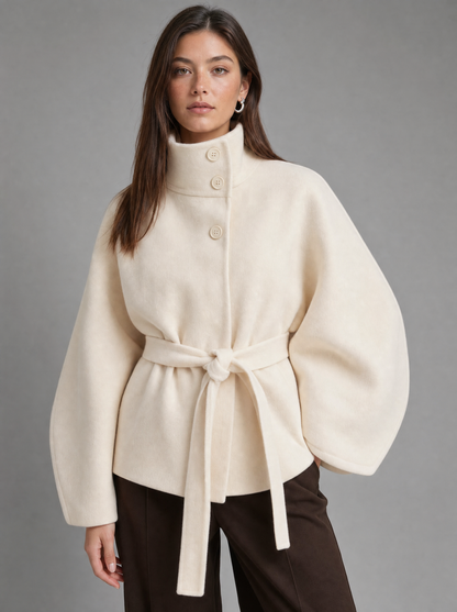 Women's Luxurious Cashmere Wrap Coat | Elegant Funnel Neck Winter Overcoat 5