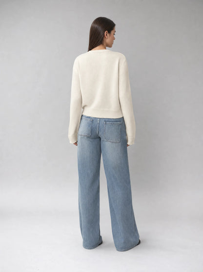 Women's Cropped Cardigan with Ribbed Trim