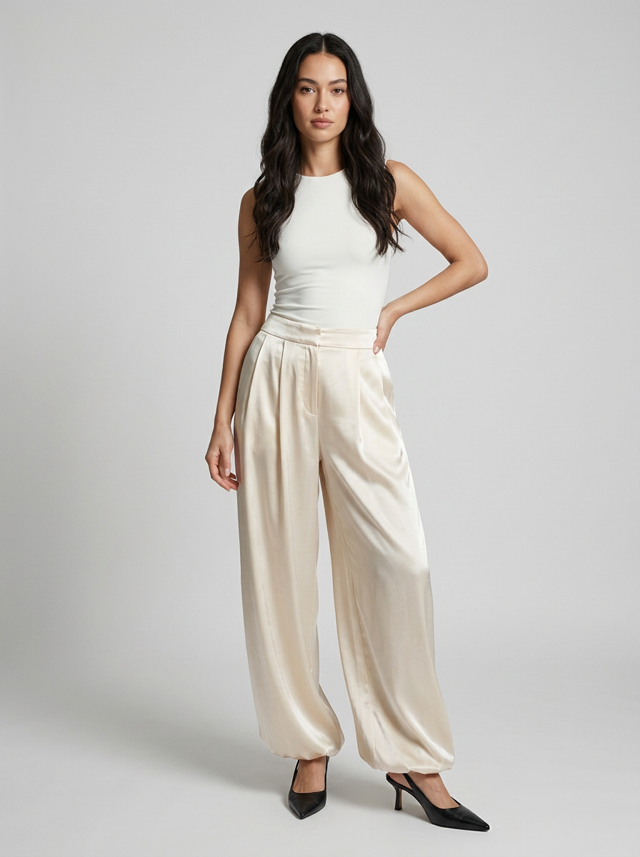 Elegant Womens Pants | Satin Balloon Trousers with Loose-Fit Design | Stylish Comfort for Spring and Summer 5