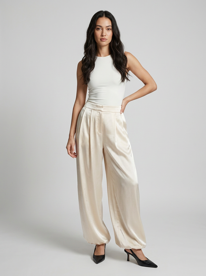 Elegant Womens Pants | Satin Balloon Trousers with Loose-Fit Design | Stylish Comfort for Spring and Summer 5