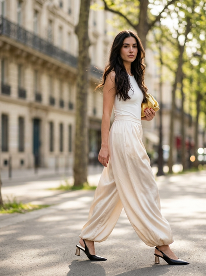 Elegant Womens Pants | Satin Balloon Trousers with Loose-Fit Design | Stylish Comfort for Spring and Summer 6