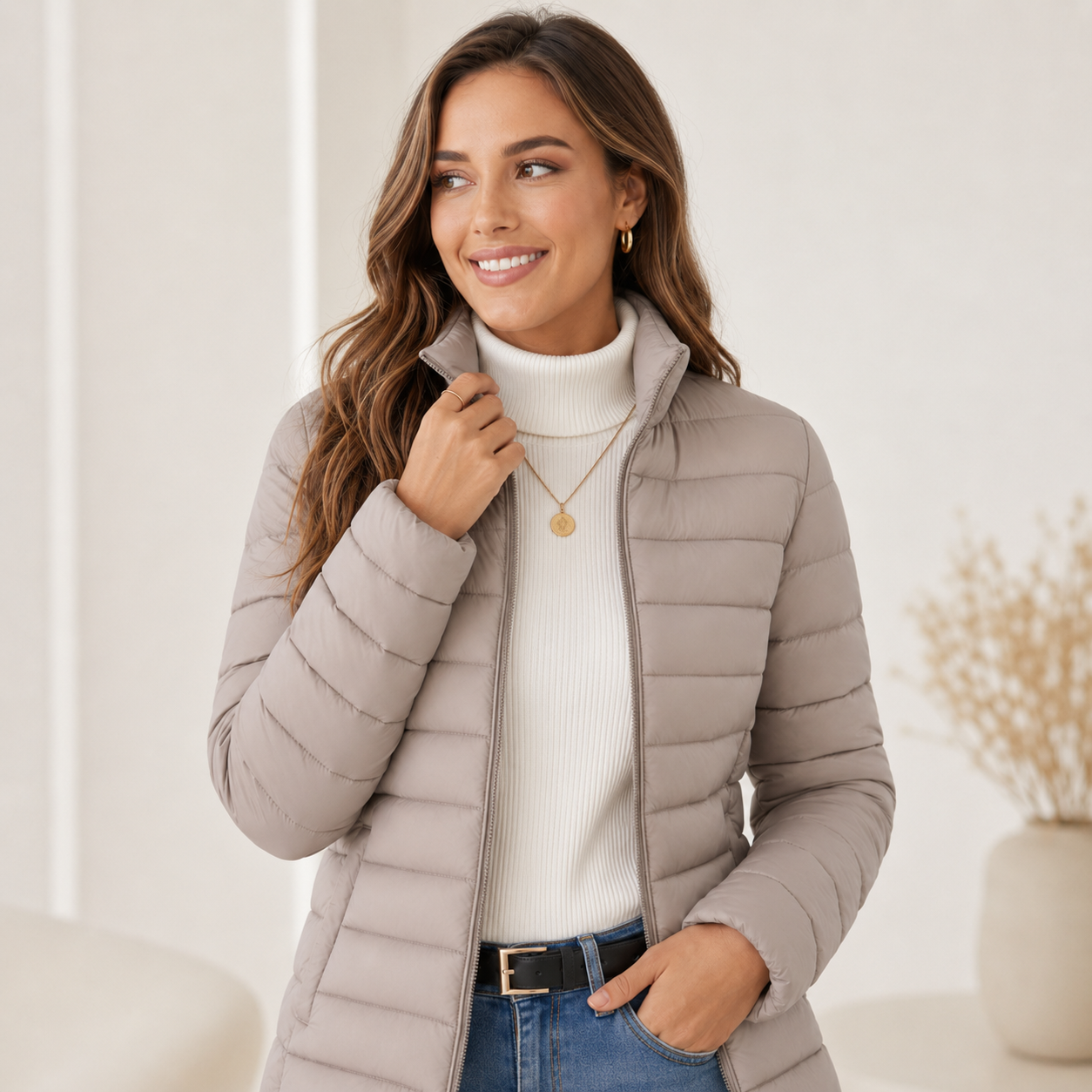 Lightweight Quilted Jacket for Women with Stand Collar & Full Zip Closure | Stylish Layer for Everyday Warmth 1