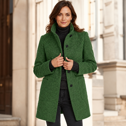 Wool Blend Coat for Women with Tailored Fit & Timeless Button Design - Stylish Winter Outerwear 3