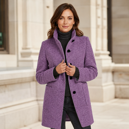 Wool Blend Coat for Women with Tailored Fit & Timeless Button Design - Stylish Winter Outerwear 4