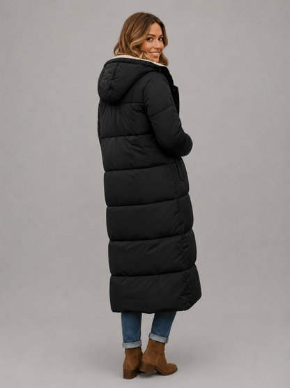 Hooded Longline Black Puffer Jacket | Ultra Warm & Lightweight Winter Coat for Women 11